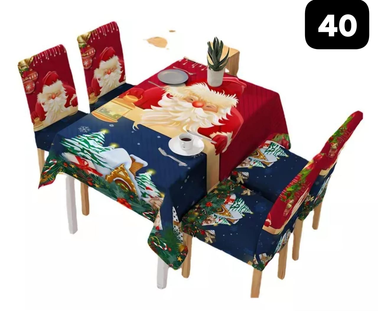 JUEGO NAVIDEÑO;MANTEL Y DE OBSEQUIO TE REGALAMOS 7 FUNDAS PARA SILLAS