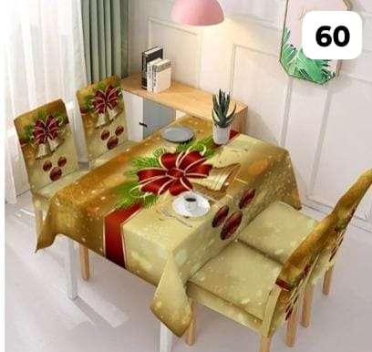 JUEGO NAVIDEÑO;MANTEL Y DE OBSEQUIO TE REGALAMOS 7 FUNDAS PARA SILLAS