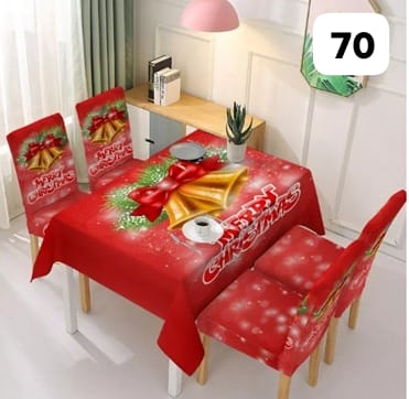 JUEGO NAVIDEÑO;MANTEL Y DE OBSEQUIO TE REGALAMOS 7 FUNDAS PARA SILLAS
