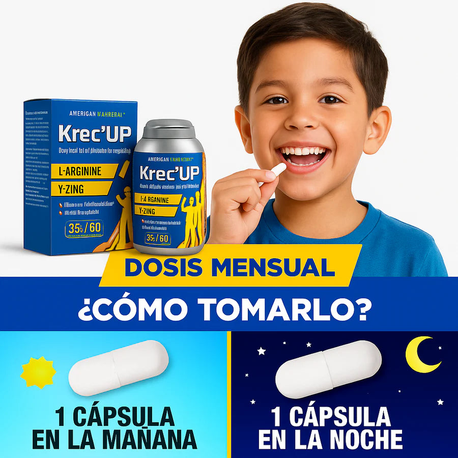 CADA DÍA QUE PASA, TU HIJO PIERDE LA OPORTUNIDAD DE CRECER. KREC’UP: LA ÚNICA FORMULA NATURAL Y SEGURA PARA ESTIMULAR SU CRECIMIENTO EN LA ETAPA MÁS IMPORTANTE DE SU VIDA