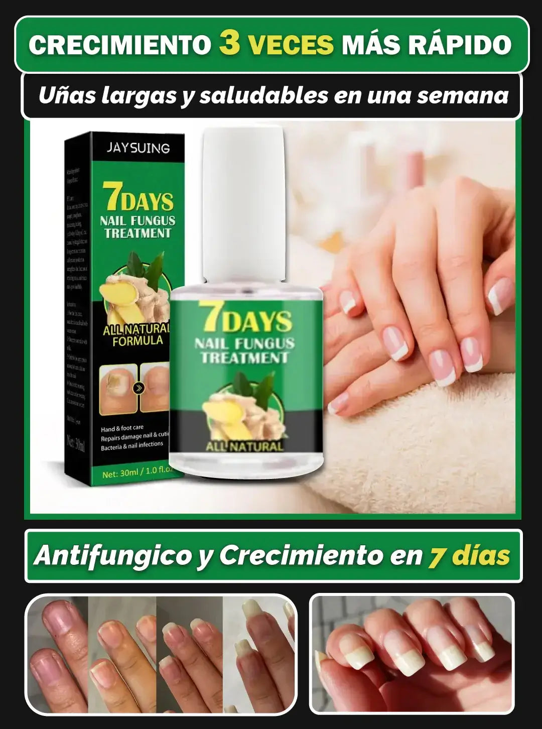 ¡PAGA 1 LLEVA 3 BASES! UÑAS FUERTES Y LARGAS EN SOLO 7 DÍAS✨