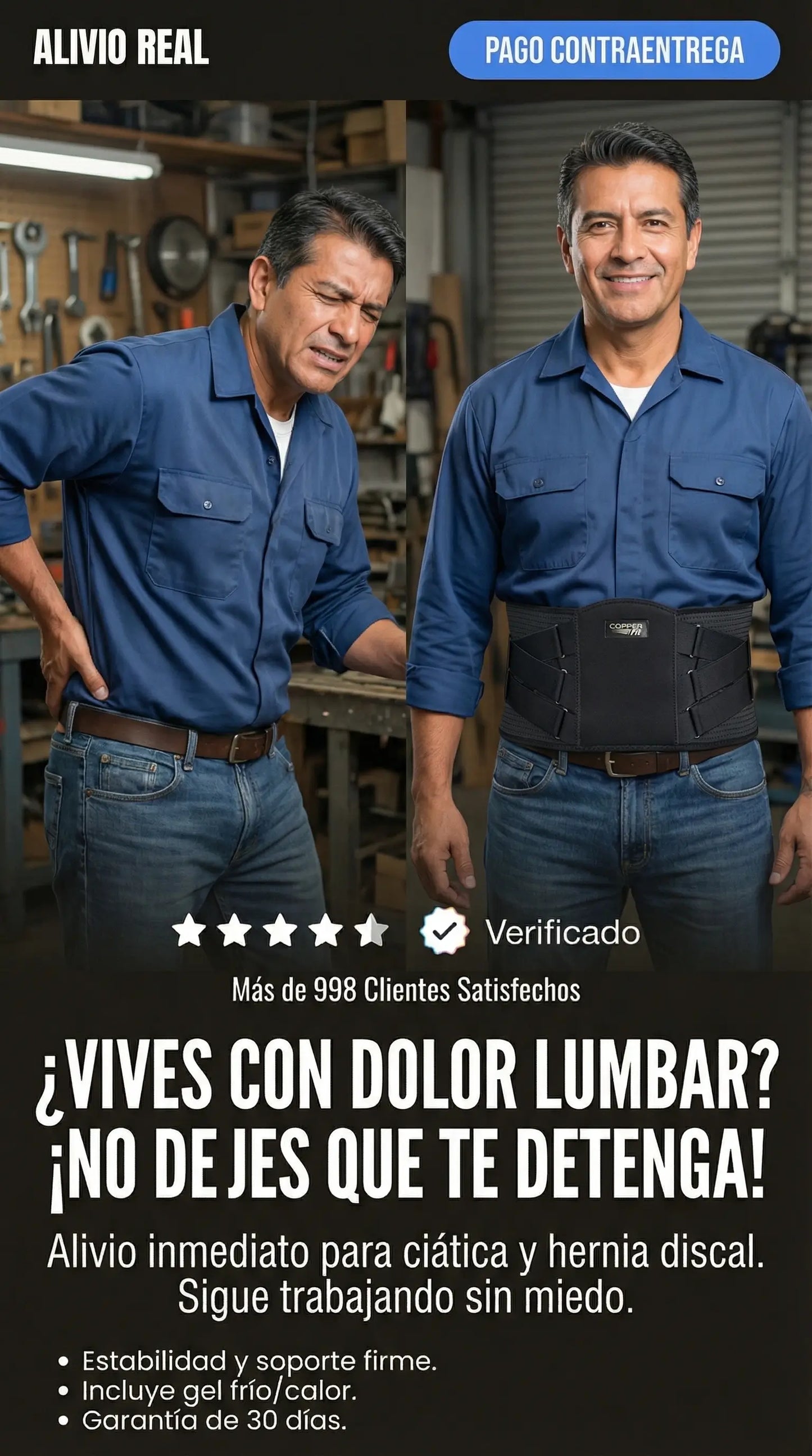 (FAJA LUMBAR COPPER) LA SOLUCION PARA HERNIAS, CIÁTICA Y DOLOR DE ESPALDA