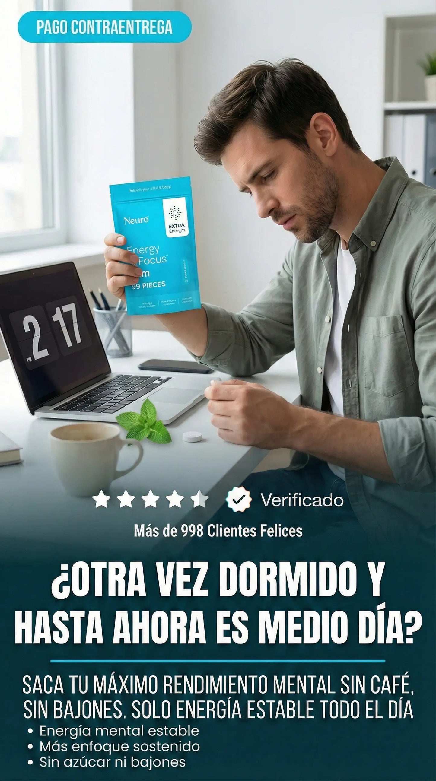 (NEURO ENERGY)FATIGA MENTAL.. FATIGA MENTAL.. TE DA SUEÑO MANEJANDO, RINDES A MEDIAS EN EL GYM Y NO ERES PRODUCTIVO EN EL TRABAJO.