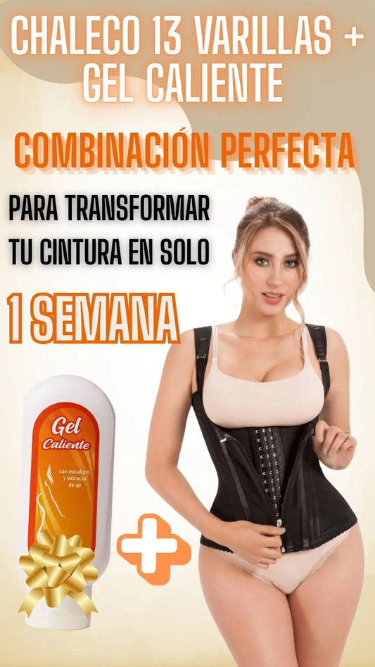 LA CINTURILLA CHALECO QUE SÍ APRIETA, SÍ DURA Y TE DEVUELVE TU CINTURA DE RELOJ DE ARENA + GRATIS GEL REAFIRMANTE CALIENTE