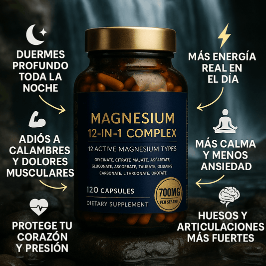 MAGNESIUM 12 EN 1: EL ÚNICO ESCUDO COMPLETO CONTRA LA DEFICIENCIA SILENCIOSA QUE CAUSA INSOMNIO, AGOTAMIENTO CRÓNICO, CALAMBRES Y ACELERA EL ENVEJECIMIENTO DE TU CUERPO
