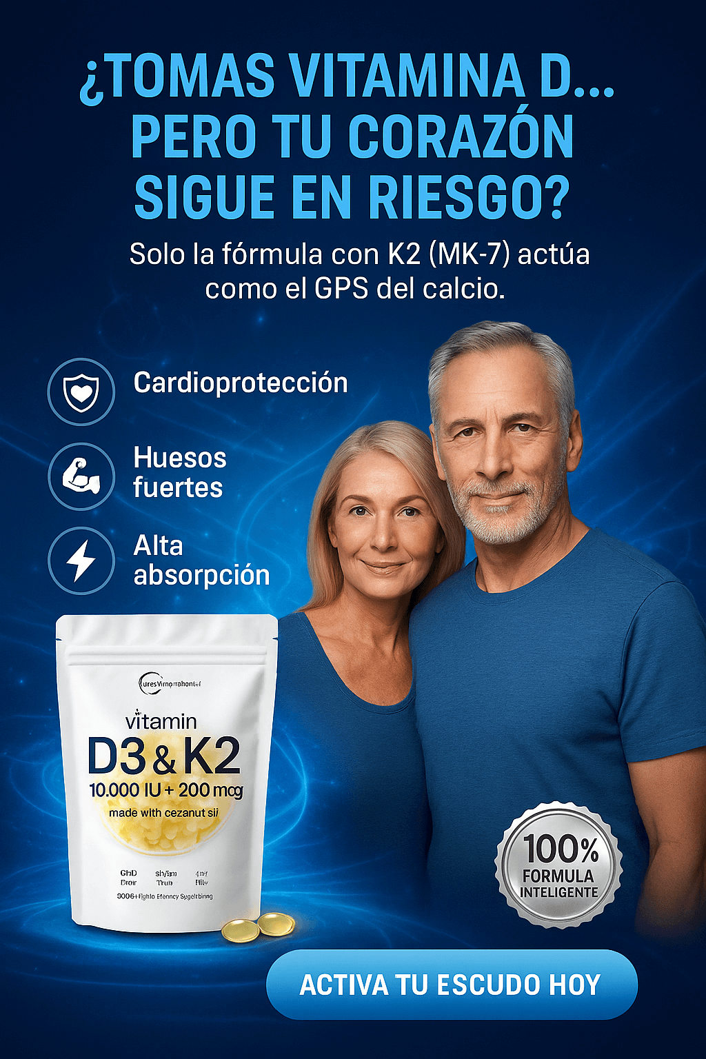 NO ESPERE A SENTIR UN SUSTO. LA COMBINACIÓN D3+K2 EXISTE PARA EVITAR EXACTAMENTE LO QUE LO ESTÁ ENFERMANDO