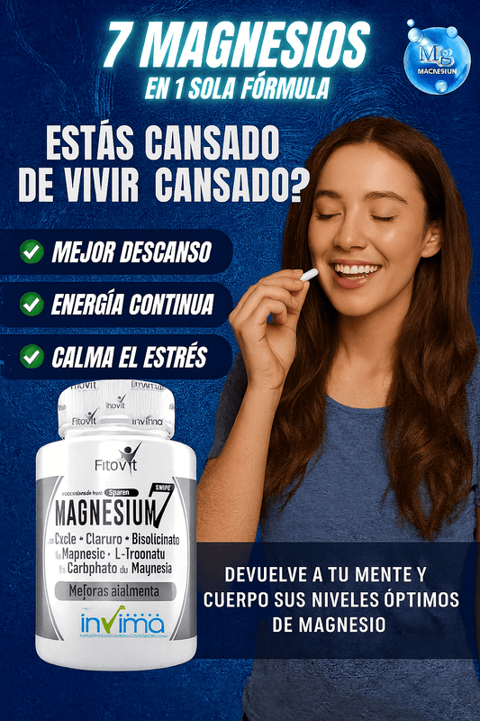 ✅ 7 MAGNESIOS: LA FÓRMULA MÁS COMPLETA DEL MERCADO PARA APOYAR MÁS DE 80 FUNCIONES VITALES DEL CUERPO.