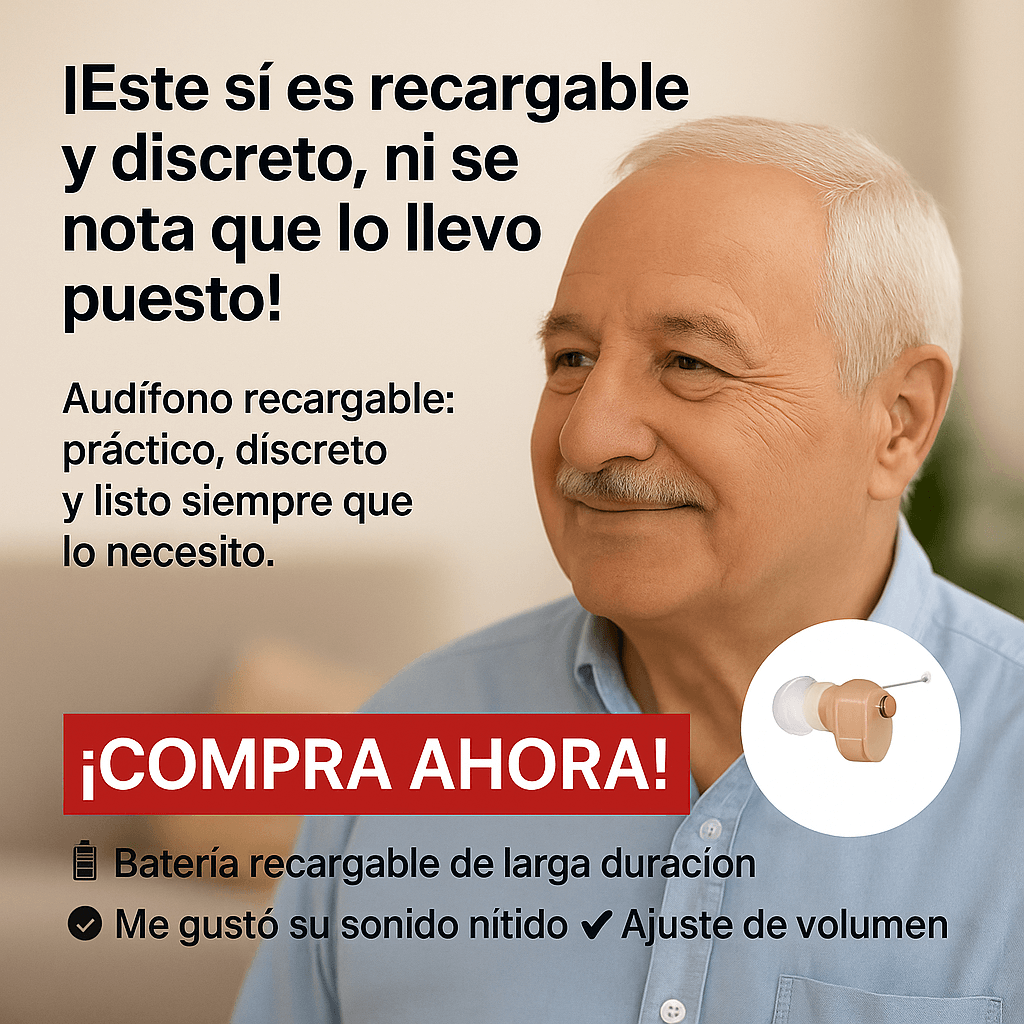 ¡RECUPERA LA CLARIDAD DEL SONIDO CON ESTE AUDÍFONO INVISIBLE Y RECARGABLE!.