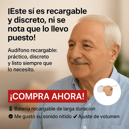 ¡RECUPERA LA CLARIDAD DEL SONIDO CON ESTE AUDÍFONO INVISIBLE Y RECARGABLE!.