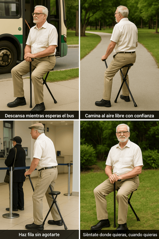 BASTON CON ASIENTO, ¡CAMINA CON SEGURIDAD Y SIÉNTATE DONDE QUIERAS SIN DEPENDER DE NADIE!
