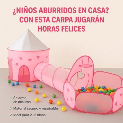 ¿Cansado de verlos aburridos y sin moverse? Dales el espacio de juego que necesitan con la Carpa Castillo 3 en 1
