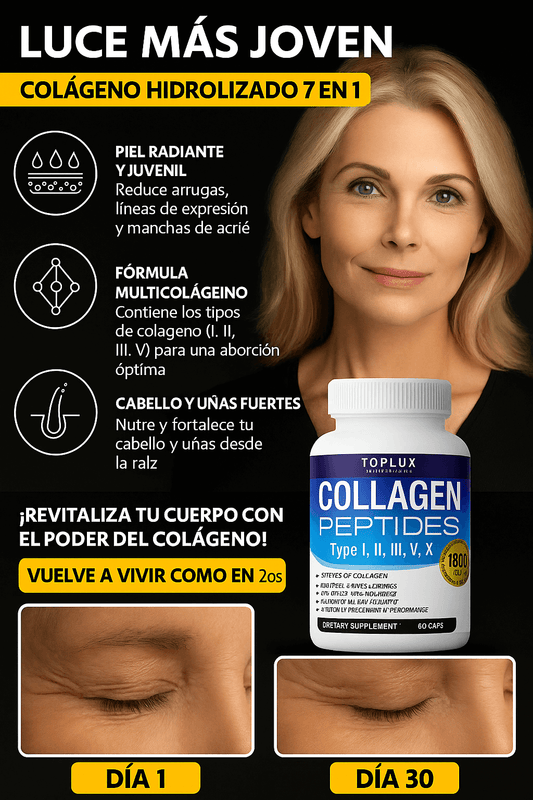 “DESPUÉS DE LOS 25 TU CUERPO PIERDE 1% DE COLÁGENO CADA AÑO… Y DESPUÉS DE LOS 40, EL DOBLE. EL ASESINO SILENCIOSO QUE APAGA TU JUVENTUD YA ESTÁ ACTUANDO, Y SOLO ESTE COLÁGENO PUEDE FRENARLO.